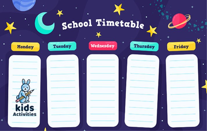 2021 School Timetable Template | Free Download ⋆ Kids Activities